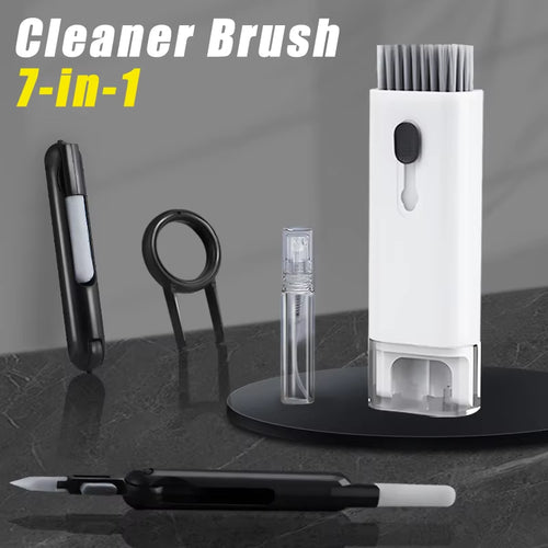 7-In-1 Computer Keyboard Cleaner Brush Screen Cleaning Spray Bottle Set Earphones Cleaning Pen Cleaning Tools Keycap Puller