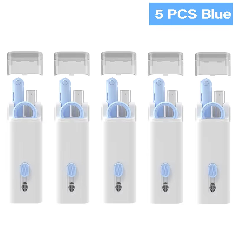 7-In-1 Computer Keyboard Cleaner Brush Screen Cleaning Spray Bottle Set Earphones Cleaning Pen Cleaning Tools Keycap Puller